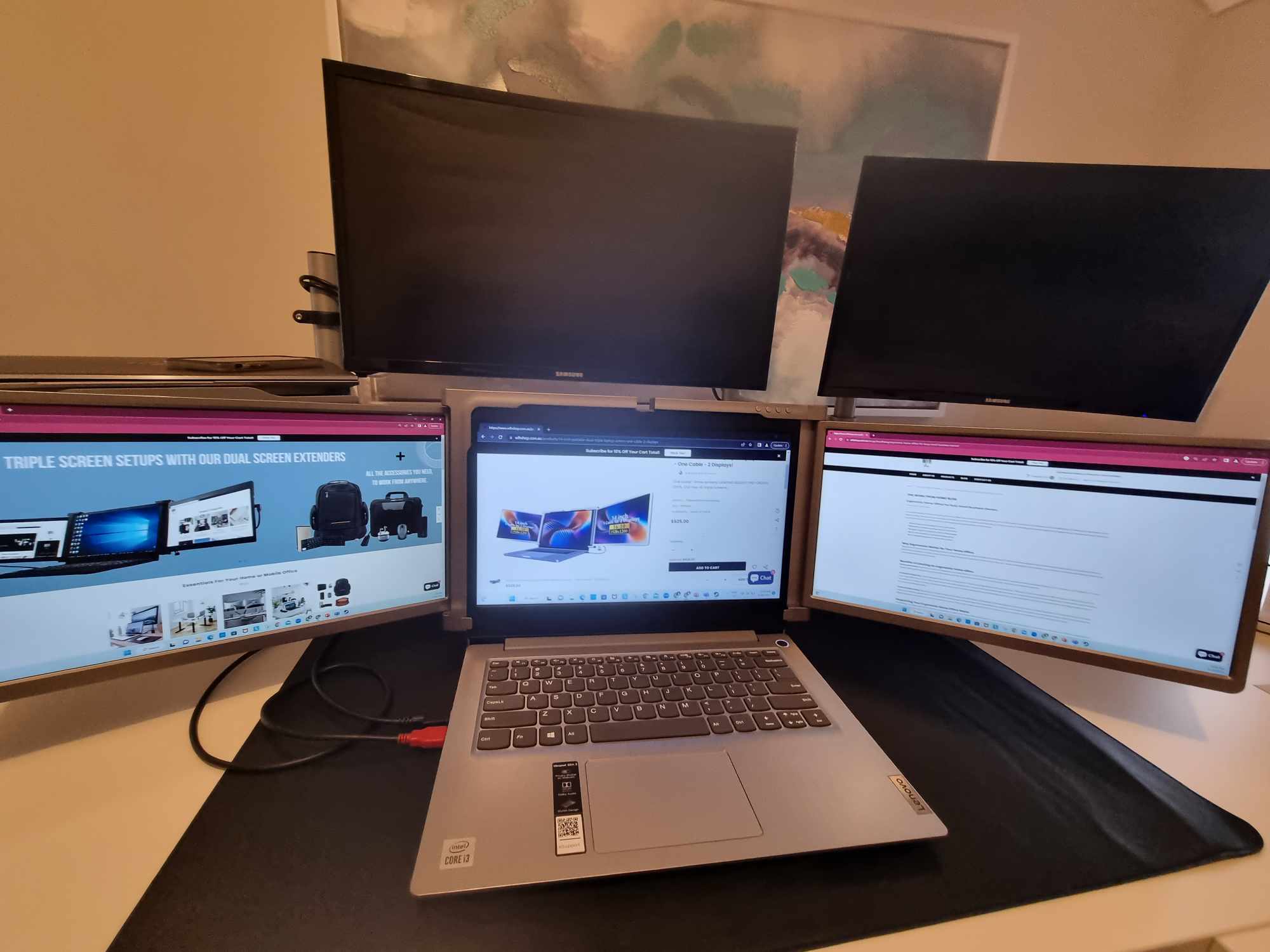 Dual Panel Display Portable Dual/Triple Laptop Screen - one cable - 2 displays! 14 & 15 i ...