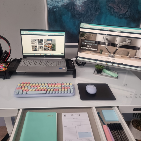 Ergonomic Sit Stand White Desk 1200 x 600