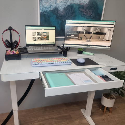 Ergonomic Sit Stand White Desk 1200 x 600
