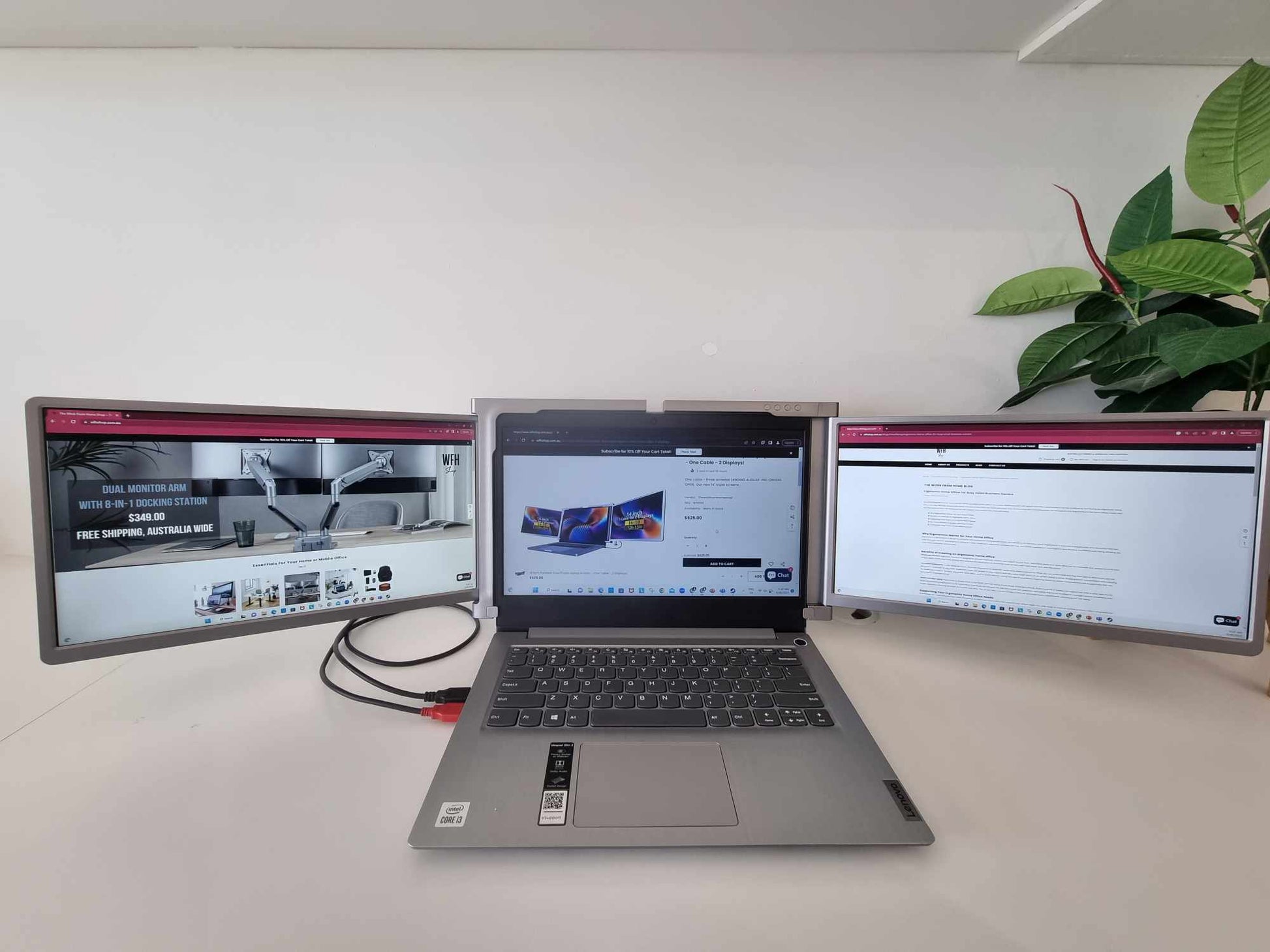 Portable Dual/Triple Laptop Screen - one cable - 2 displays! 14 & 15 inch Screens