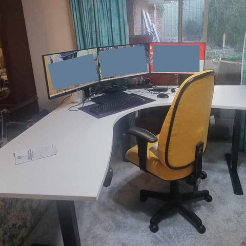 Triple Motor L-Shape Electric Sit-Stand Desk | WFH06-33D | Sit-Stand Desk with Gyro-Current Collision Avoidance