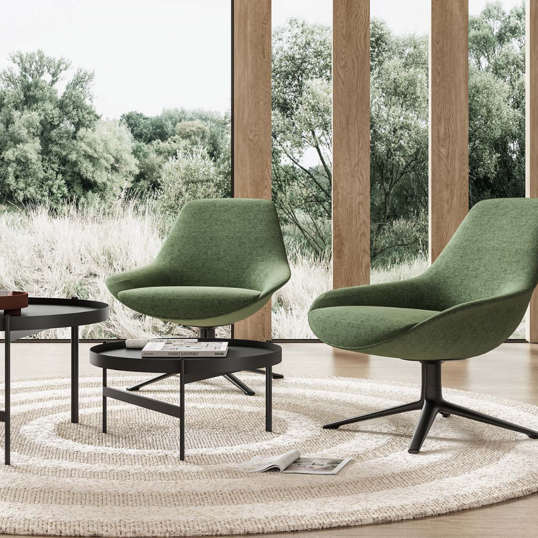 Breakout Lounge Chair - Olive | Lutie Club 4 Star Base | Office Reception Furniture