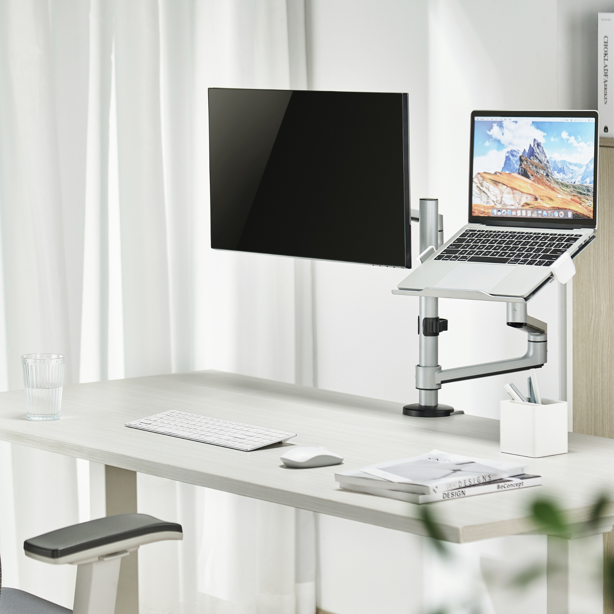 Premium Articulating Monitor Arm with Laptop Tray to suit 17" - 32" Monitors and 11.6" - 17.3" Laptops (Lifetime Warranty)