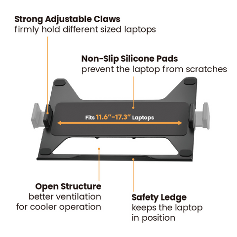 Premium Articulating Monitor Arm with Laptop Tray to suit 17" - 32" Monitors and 11.6" - 17.3" Laptops (Lifetime Warranty)