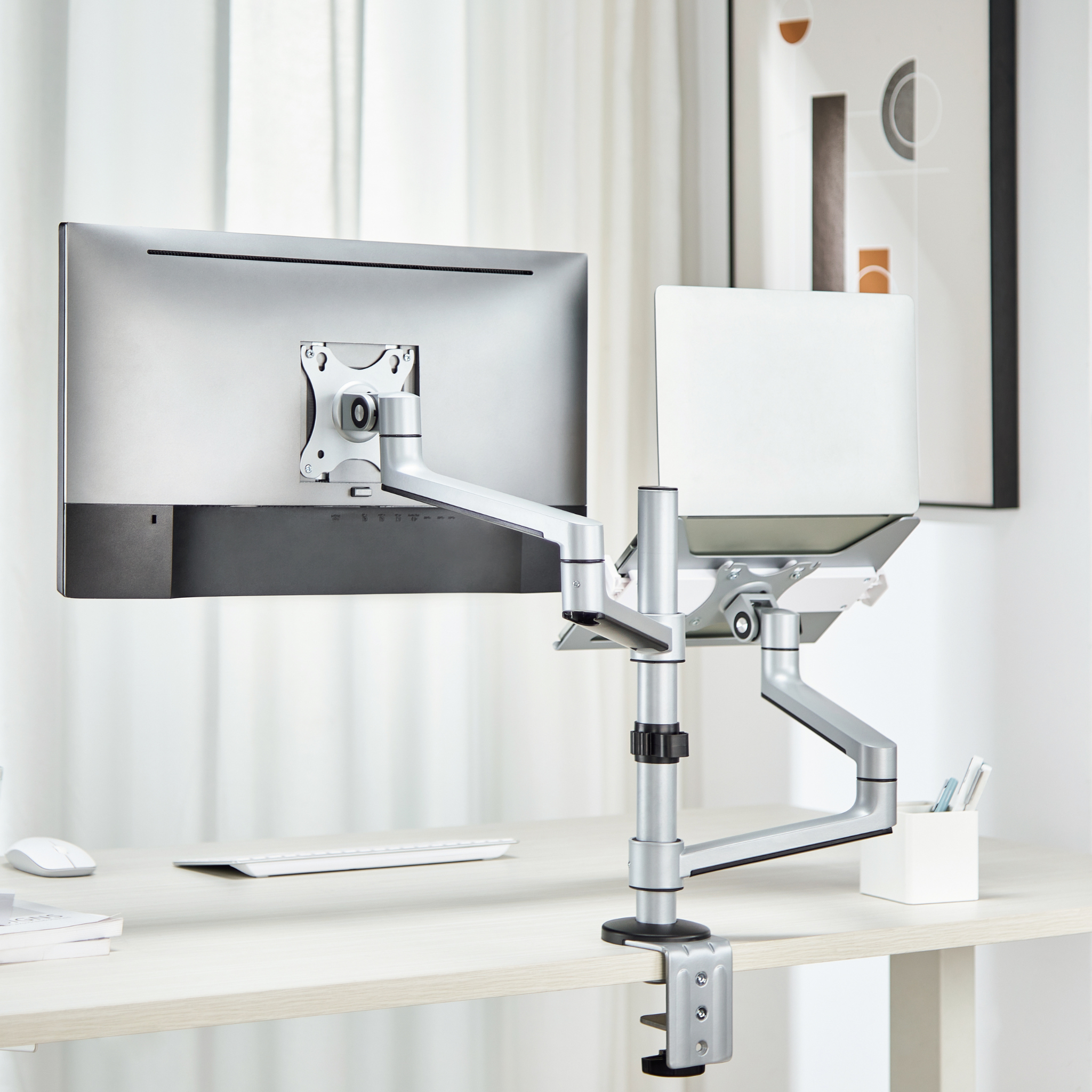 Premium Articulating Monitor Arm with Laptop Tray to suit 17" - 32" Monitors and 11.6" - 17.3" Laptops (Lifetime Warranty)