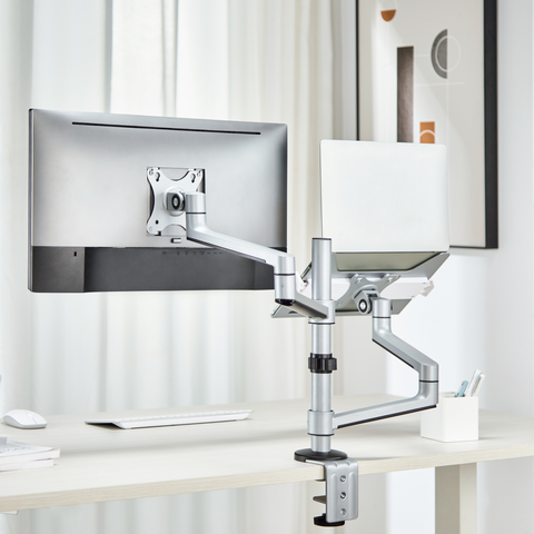 Premium Articulating Monitor Arm with Laptop Tray to suit 17" - 32" Monitors and 11.6" - 17.3" Laptops (Lifetime Warranty)