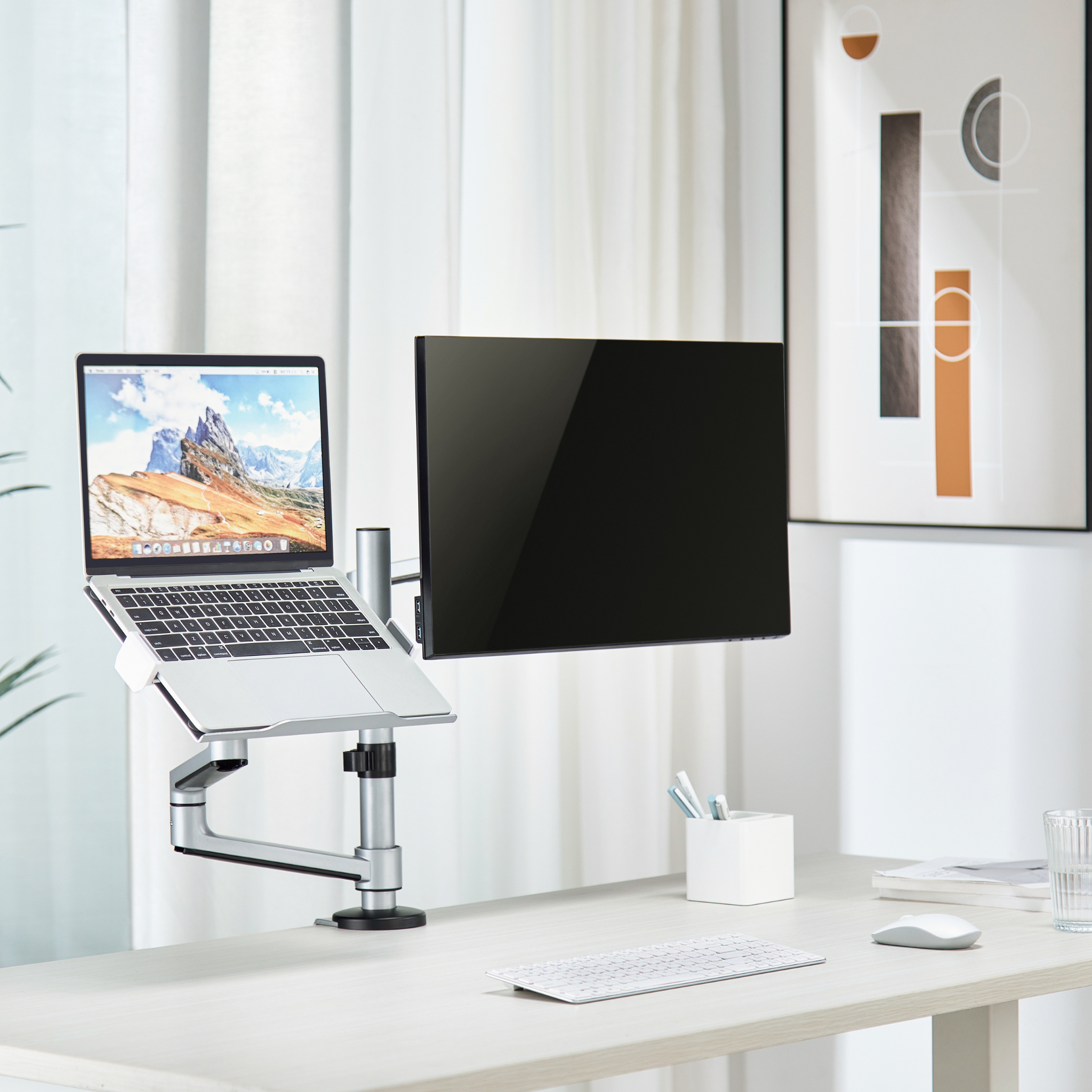 Premium Articulating Monitor Arm with Laptop Tray to suit 17" - 32" Monitors and 11.6" - 17.3" Laptops (Lifetime Warranty)