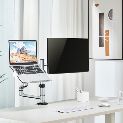 Premium Articulating Monitor Arm with Laptop Tray to suit 17" - 32" Monitors and 11.6" - 17.3" Laptops (Lifetime Warranty)