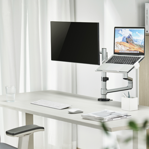 Premium Articulating Monitor Arm with Laptop Tray to suit 17" - 32" Monitors and 11.6" - 17.3" Laptops (Lifetime Warranty)
