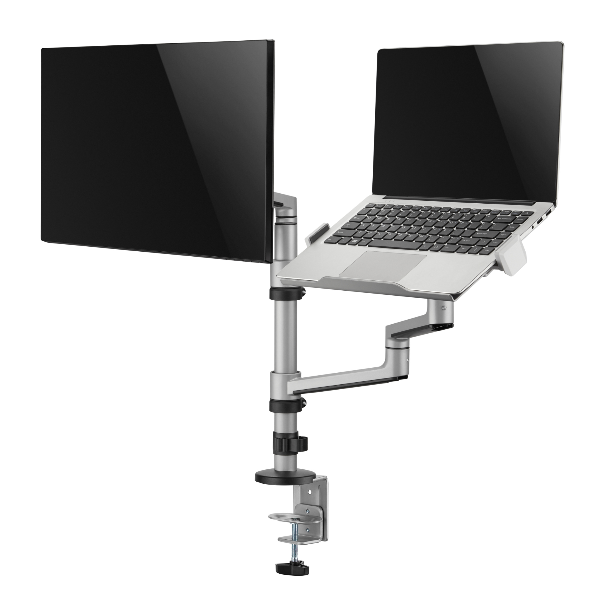 Premium Articulating Monitor Arm with Laptop Tray to suit 17" - 32" Monitors and 11.6" - 17.3" Laptops (Lifetime Warranty)