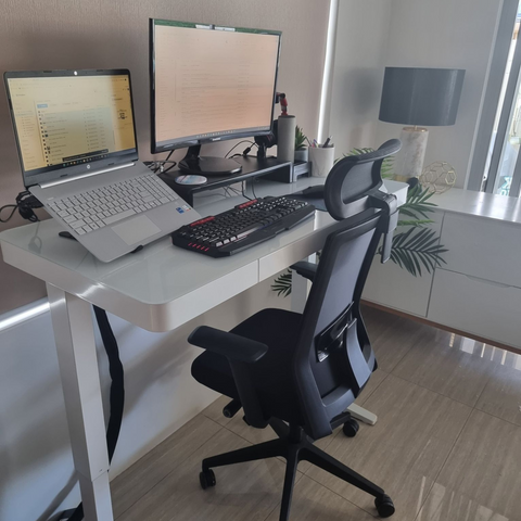 Ergonomic Sit Stand White Desk 1200 x 600