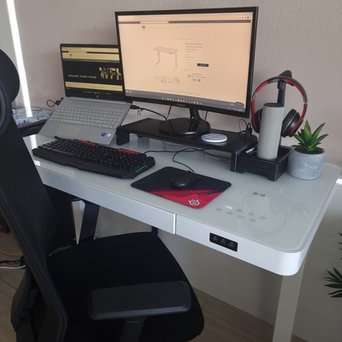 Ergonomic Sit Stand White Desk 1200 x 600