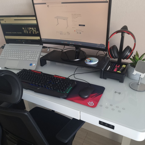 Ergonomic Sit Stand White Desk 1200 x 600