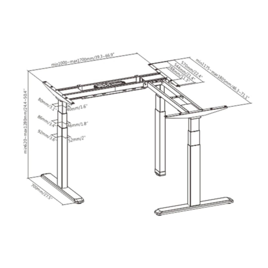 Triple Motor Electric Sitstand Corner Office Works Desks in Perth